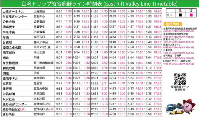 縦谷鹿野ライン時刻表