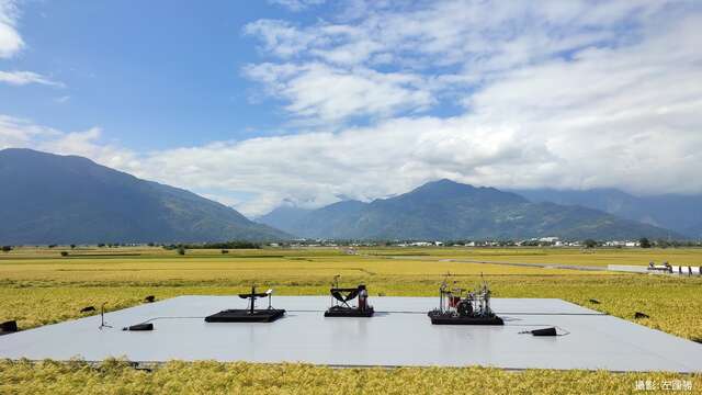 池上秋收稻穗艺术节─金色稻浪翻涌，舞者翩翩起舞(池上乡公所提供)