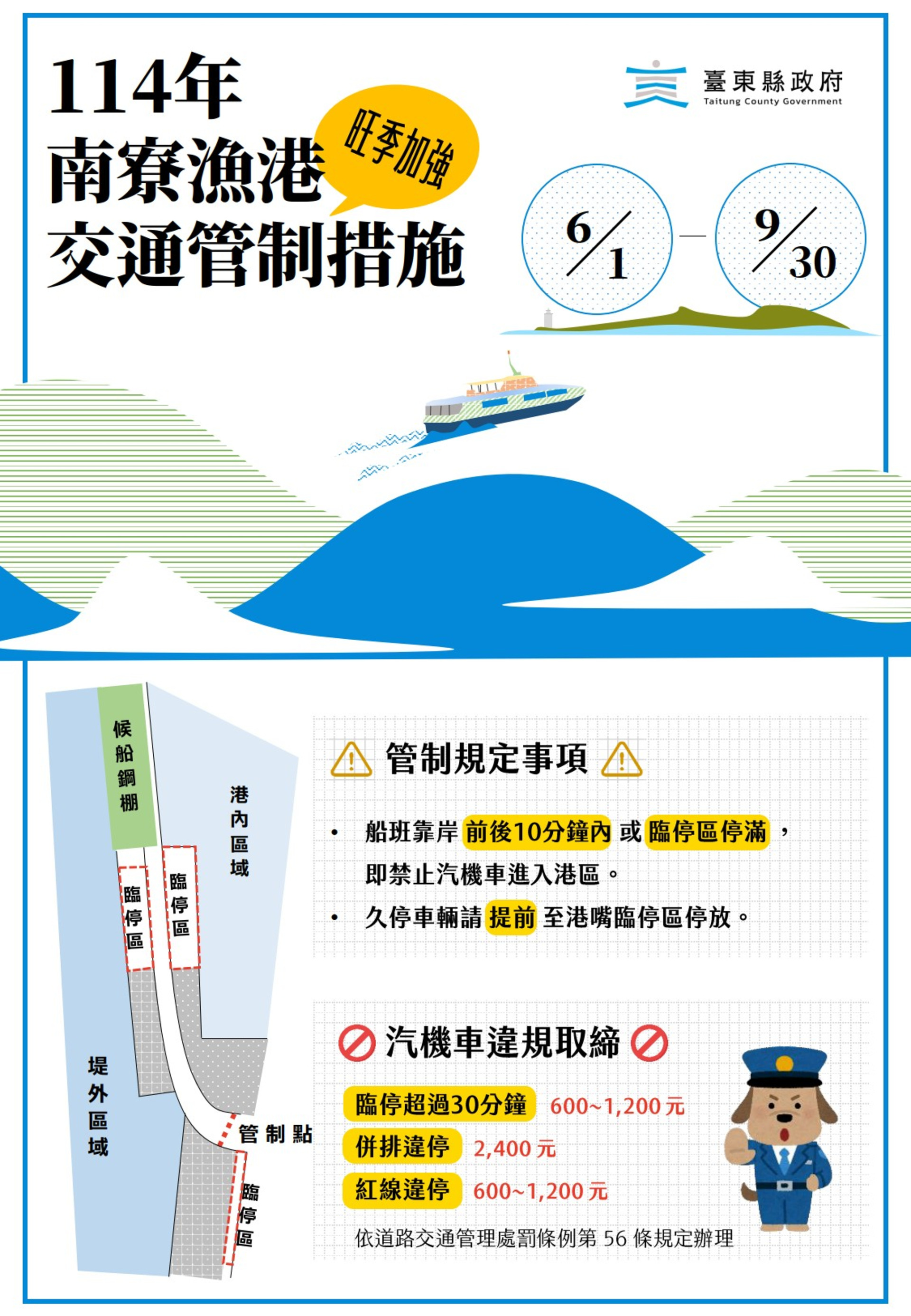 114年南寮漁港交通管制措施_圖片取自台東縣政新聞