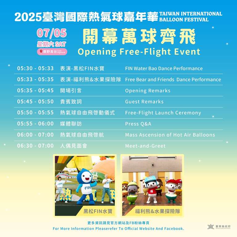 開幕萬球齊飛流程_圖片取自臺灣國際熱氣球嘉年華-Taiwan International Balloon Festival FB