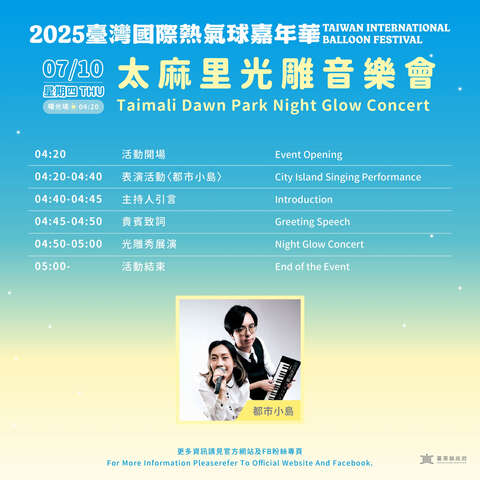 活動流程表_圖片取自臺灣國際熱氣球嘉年華-Taiwan International Balloon Festival FB