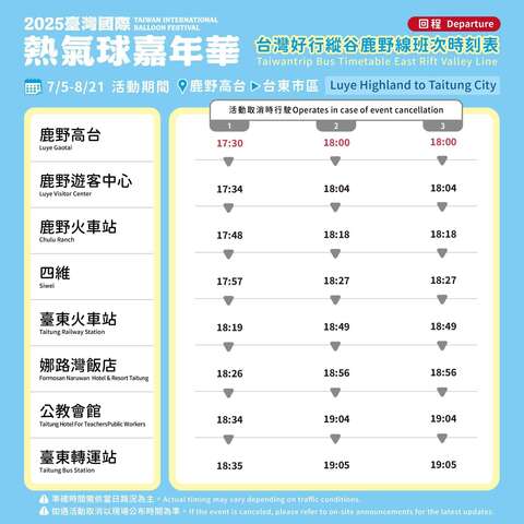 台灣好行時刻表