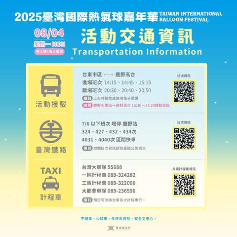 活動交通資訊_圖片取自臺灣國際熱氣球嘉年華-Taiwan International Balloon Festival FB