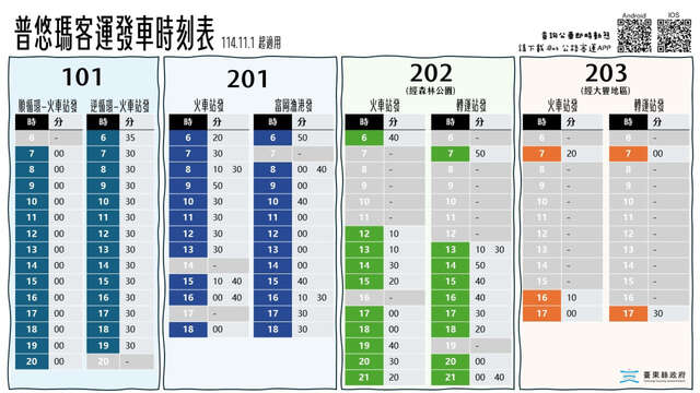 普悠瑪客運發車時刻表_圖片取自台東縣政府縣政新聞