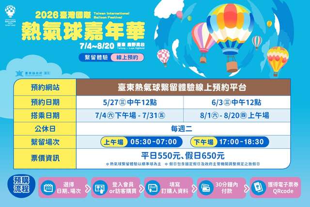 熱氣球繫流體驗線上預約資訊活動海報_圖片來源臺東縣政府縣政新聞