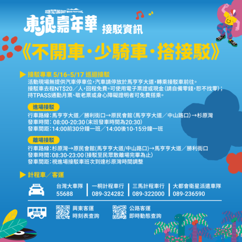 東浪嘉年華接駁資訊海報_圖片來源臺東縣政府縣政新聞