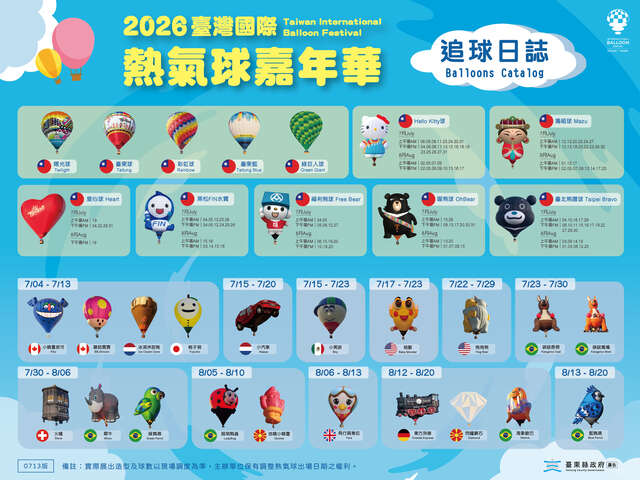 Hot Air Balloon Timetable