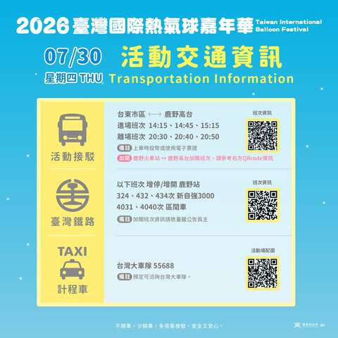 活動交通資訊_圖片取自臺灣國際熱氣球嘉年華-Taiwan International Balloon Festival FB