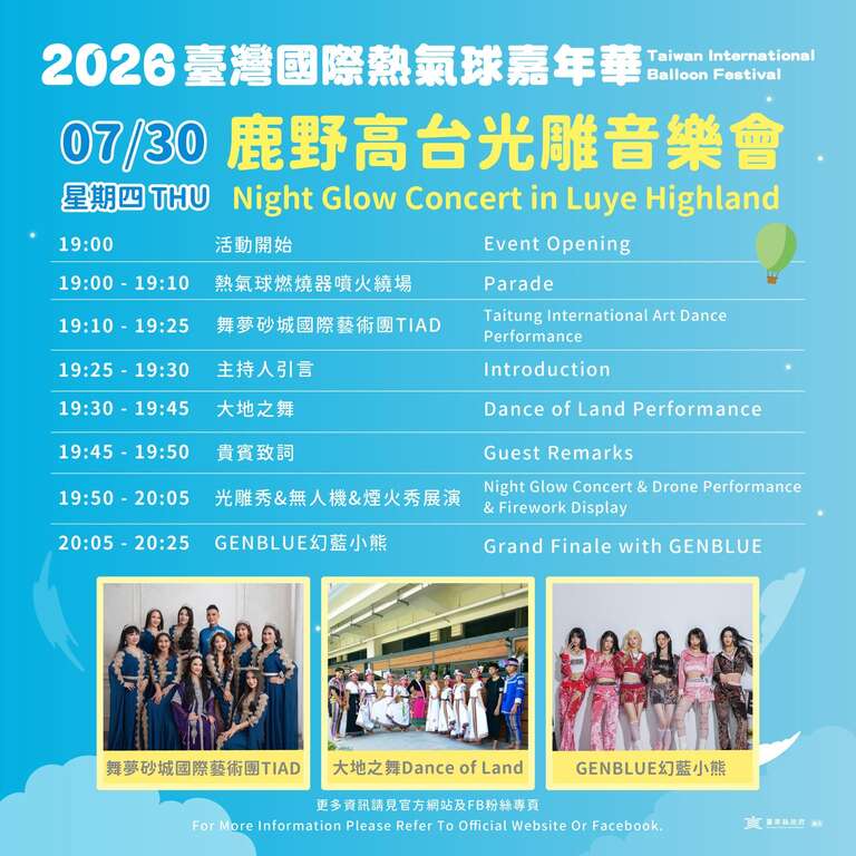 活動流程_圖片取自臺灣國際熱氣球嘉年華-Taiwan International Balloon Festival FB