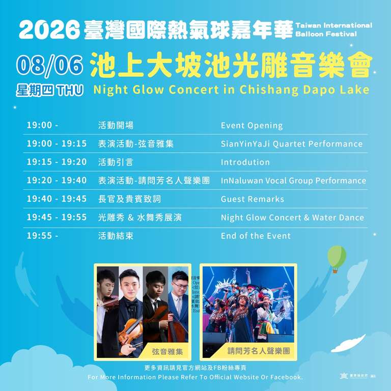 活動流程_圖片取自臺灣國際熱氣球嘉年華-Taiwan International Balloon Festival FB